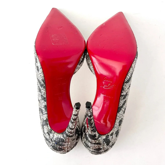 CHRISTIAN LOUBOUTIN | Iriza Lurex Gigi Specchio Black Silver Leopard Glitter 8 - Picture 11 of 14